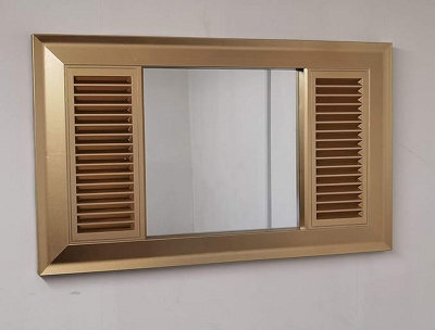 Biznest Old Fashioned Ac Style Shape Window Wall Mirror Simply Stylish Decor Wall Window Mirror 75X56Cm Gold - image 1