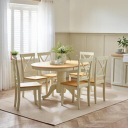 Furniturebox Uk Padstow Cream Wooden Extending Dining Table & 6 Millford Chairs