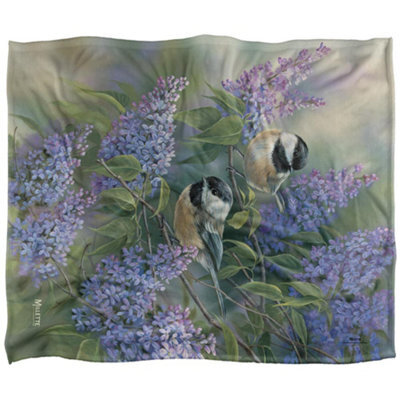 Wild Wings Silky Chickadees Supersoft Blanket Lavender/multicoloured (One Size) - image 1