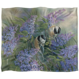 Wild Wings Silky Chickadees Supersoft Blanket Lavender/multicoloured (One Size) - thumbnail 1