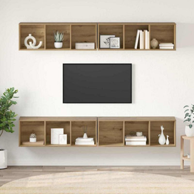 Berkfield Wall Tv Cabinet Wall-Mounted 4 Pcs Artisan Oak - image 1