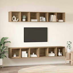 Berkfield Wall Tv Cabinet Wall-Mounted 4 Pcs Artisan Oak - thumbnail 4