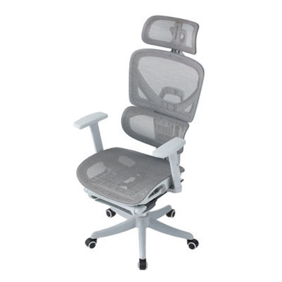 Living And Home Height Adjustable Swivel Grey Mesh Fabric Office Chair With Casters - image 1