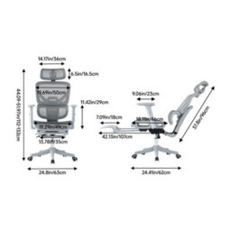 Living And Home Height Adjustable Swivel Grey Mesh Fabric Office Chair With Casters - thumbnail 6