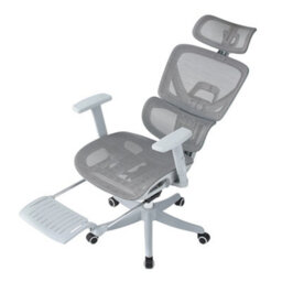 Living And Home Height Adjustable Swivel Grey Mesh Fabric Office Chair With Casters - thumbnail 2
