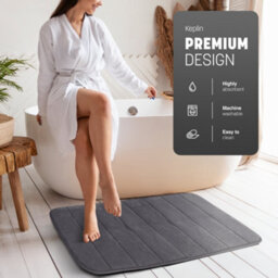 Keplin 50X80Cm Memory Foam Bath Mat Ultra Soft, Highly Absorbent, Non Slip, Machine Washable, Dark Grey - thumbnail 3