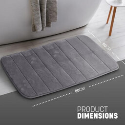 Keplin 50X80Cm Memory Foam Bath Mat Ultra Soft, Highly Absorbent, Non Slip, Machine Washable, Dark Grey - thumbnail 2