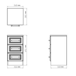 Sevilla Ready Assembled Matt Beige Light Oak Effect 3 Drawer Bedside Chest (H)695mm (W)395mm (D)415mm - thumbnail 4