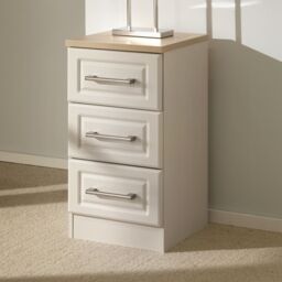 Sevilla Ready Assembled Matt Beige Light Oak Effect 3 Drawer Bedside Chest (H)695mm (W)395mm (D)415mm - thumbnail 3