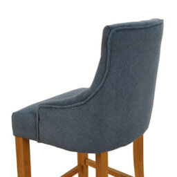 The Furniture Market Luxury Blue Woven Fabric Scoop Back Kitchen Counter Bar Stool Quilted Button Back Stud Detailing Solid Wood Frame - thumbnail 7