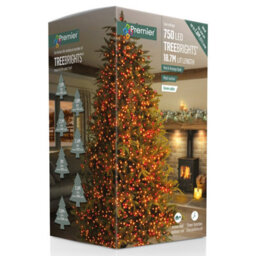 Premier Decorations Limited 750 Led 6Ft Christmas Tree Lights Multi Action Timer Red Vintage Gold - thumbnail 1