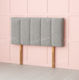 Comfy Deluxe Silver Teddy Boucle 5 Panel Fabric 3Ft Single  Headboard 20Inch
