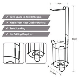 Vivo Toilet Paper Roll Holder Floor Free Standing Bathroom Tissue Loo Rolls Storage - thumbnail 3