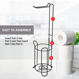 Vivo Toilet Paper Roll Holder Floor Free Standing Bathroom Tissue Loo Rolls Storage - thumbnail 4