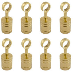 Ropeservices Uk 8 X 36mm Polished Brass Decking Rope Hook Fittings Fixings Barrier Set