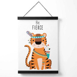Artze Wall Art Be Fierce Tiger Tribal Animal Quote Art Print With Black Frame Size: A4 - thumbnail 1