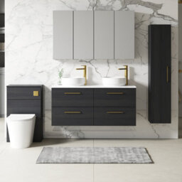 Nuie Arno Wall Hung 4-Drawer Vanity Unit With Laminate Worktop In Carrera Marble - thumbnail 3