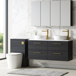 Nuie Arno Wall Hung 4-Drawer Vanity Unit With Laminate Worktop In Carrera Marble - thumbnail 2
