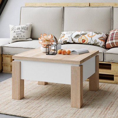 Heze Furniture Ozma 2 In 1 Extending Coffee / Dining Table 90-180Cm - Sonoma Oak / White - image 1
