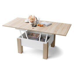 Heze Furniture Ozma 2 In 1 Extending Coffee / Dining Table 90-180Cm - Sonoma Oak / White - thumbnail 8