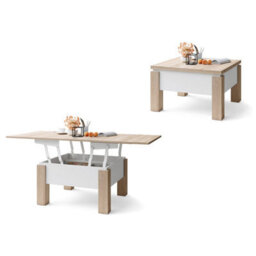 Heze Furniture Ozma 2 In 1 Extending Coffee / Dining Table 90-180Cm - Sonoma Oak / White - thumbnail 6