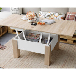 Heze Furniture Ozma 2 In 1 Extending Coffee / Dining Table 90-180Cm - Sonoma Oak / White - thumbnail 4