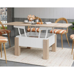 Heze Furniture Ozma 2 In 1 Extending Coffee / Dining Table 90-180Cm - Sonoma Oak / White - thumbnail 2