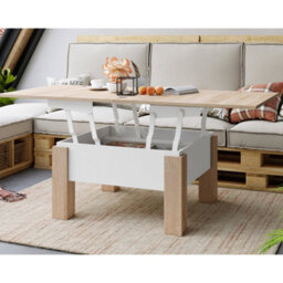 Heze Furniture Ozma 2 In 1 Extending Coffee / Dining Table 90-180Cm - Sonoma Oak / White - thumbnail 3