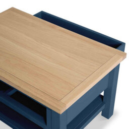 Farro Navy Blue 85Cm Large Coffee Table With Drawer And Shelf - Painted With Oak Top By Roseland Furniture - thumbnail 6