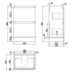 500mm Bathroom Vanity Unit Free Standing Storage Cabinet Soft Close White Gloss - thumbnail 2