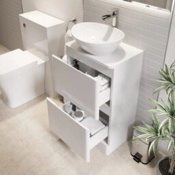 500mm Bathroom Vanity Unit Free Standing Storage Cabinet Soft Close White Gloss - thumbnail 6