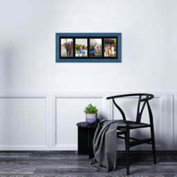 AK Frames 50X20Cm Navy Blue Classic Multi Photo Frame With Black Mount - Holds 4 Apertures (4X) 6X4 Photos - thumbnail 3