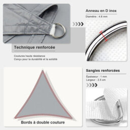 Grey 4X4X4M Triangular Shade Sail 95% Uv Protection Waterproof - thumbnail 2