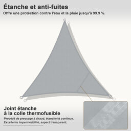 Grey 4X4X4M Triangular Shade Sail 95% Uv Protection Waterproof - thumbnail 7