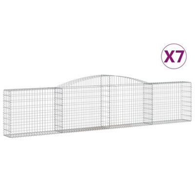 Berkfield Durable Arched Gabion Baskets 7 Pcs 400X30X80/100 Cm Galvanised Iron - image 1