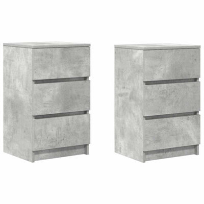 Berkfield Durable Bedside Cabinets With 3 Drawers 2 Pcs Concrete Grey 39X35X65 Cm