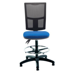 Mist 2 Mesh Back Draughtsman Chair - Blue Fabric - thumbnail 3