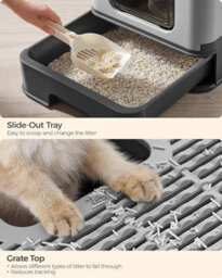 Hidden Cat Litter Box, Cat Litter Tray With Hood, Slide-Out Tray, Scoop, Brush, Spacious, Charcoal Grey And Dove Grey - thumbnail 4
