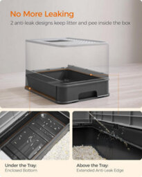 Hidden Cat Litter Box, Cat Litter Tray With Hood, Slide-Out Tray, Scoop, Brush, Spacious, Charcoal Grey And Dove Grey - thumbnail 3