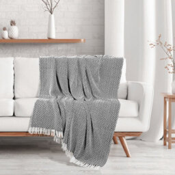 Ehc Herringbone Cotton Throw For Double Bed Sofa Couch,150 X 200 Cm, Black - thumbnail 3
