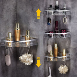 4X Bathroom Corner Shower Shelf Soap Holder Storage Silver - thumbnail 7