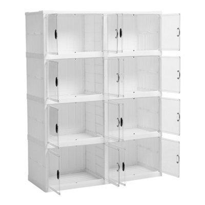 Breeins 4 Tier Foldable Large Shoe Cabinet With Doors For 16 Pairs Of Boots - image 1
