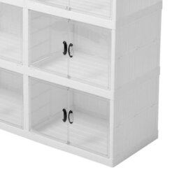 Breeins 4 Tier Foldable Large Shoe Cabinet With Doors For 16 Pairs Of Boots - thumbnail 5