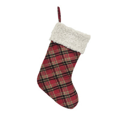 52Cm Festive Red/black Plaid Christmas Stocking