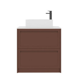 Royal Bathrooms Royal Bathroom Elmore 800mm Terracotta Clay Freestanding Bathroom Vanity Unit 2 Drawer Plain White Worktop With Peak Basin - thumbnail 7