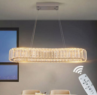 Silver Led Pendant Hanging Light 57Cm 3 Color Lights Remote Control - image 1