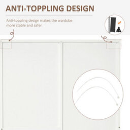 Homcom 2-Door Wardrobe W/ Adjustable Shelf 3 Drawers For Bedroom, 180Cm, White - thumbnail 7