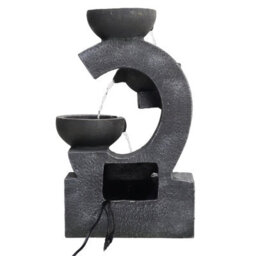 Living And Home Outdoor 4 Tier Grey Bowl Cascading Electric Water Feature Fountain With Led Light For Garden 47Cm (H) - thumbnail 5