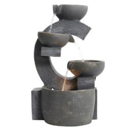 Living And Home Outdoor 4 Tier Grey Bowl Cascading Electric Water Feature Fountain With Led Light For Garden 47Cm (H) - thumbnail 4