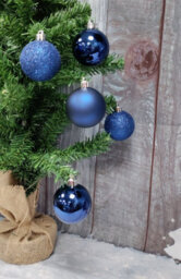 Premier Decorations Limited 24 Deep Blue Christmas Tree Baubles Tree Decoration Ornament Glitter Gloss 6Cm - thumbnail 3